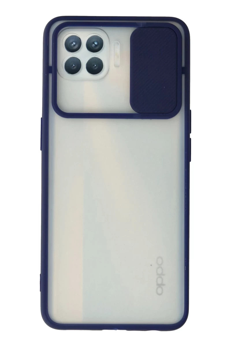 Oppo Reno 4 Lite Kılıf Palm Buzlu Kamera Sürgülü Silikon - Lacivert