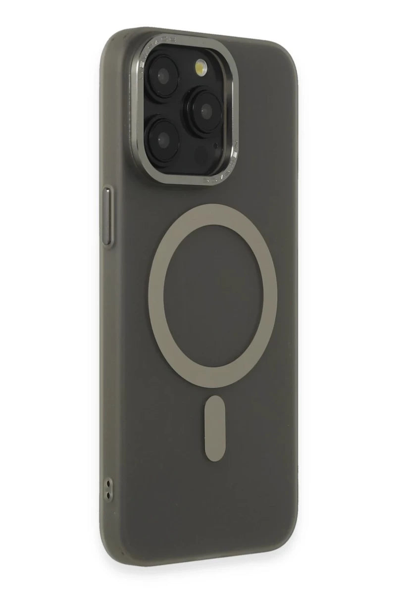 Apple iPhone 15 Pro Kılıf Lodos Magneticsafe Mat Kapak - Titan Gri
