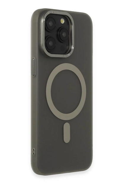 Apple iPhone 15 Pro Kılıf Lodos Magneticsafe Mat Kapak - Titan Gri