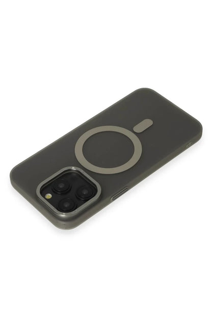 Apple iPhone 15 Pro Kılıf Lodos Magneticsafe Mat Kapak - Titan Gri
