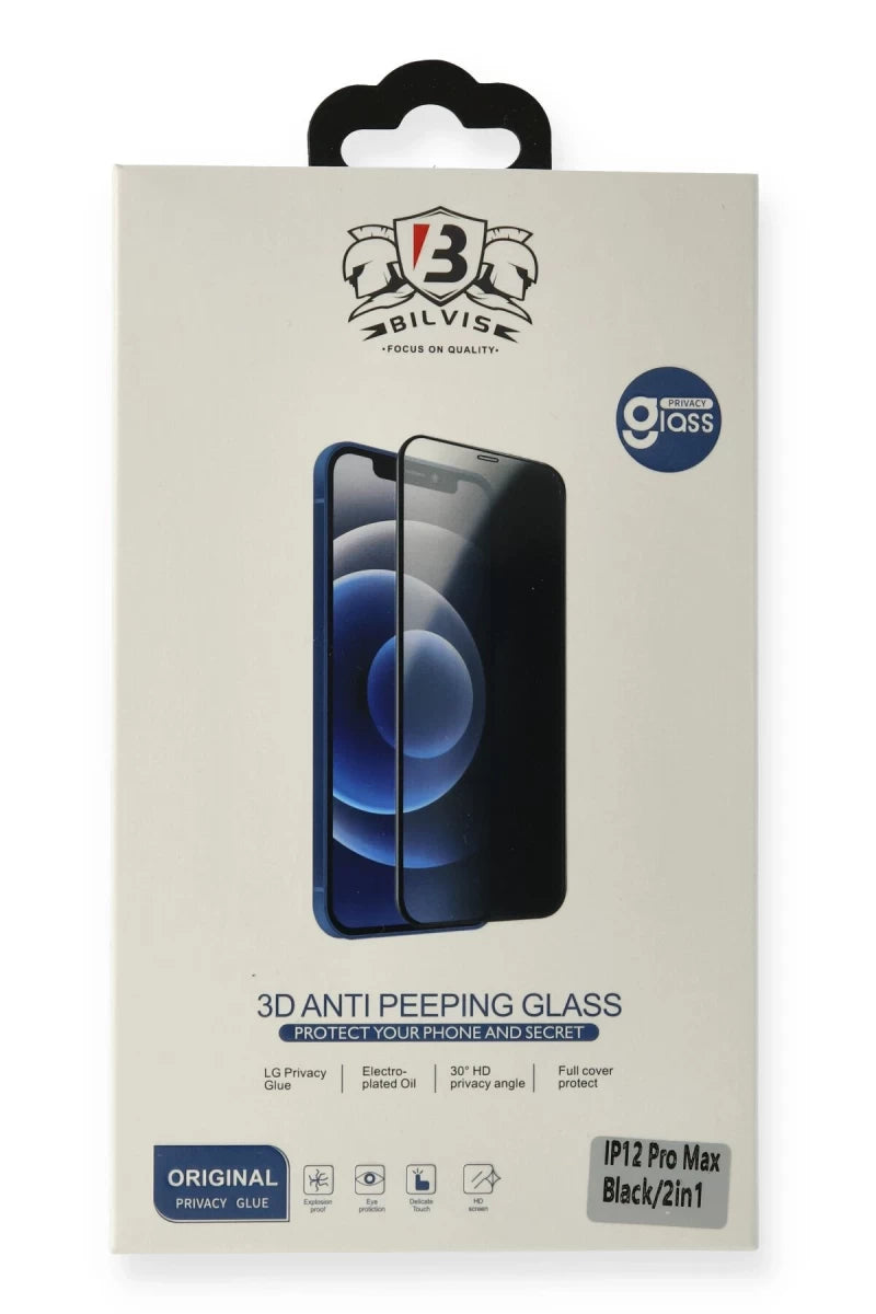 Apple iPhone 14 Pro Bilvis 3D Anti Peeping Hayalet Cam Ekran Koruyucu