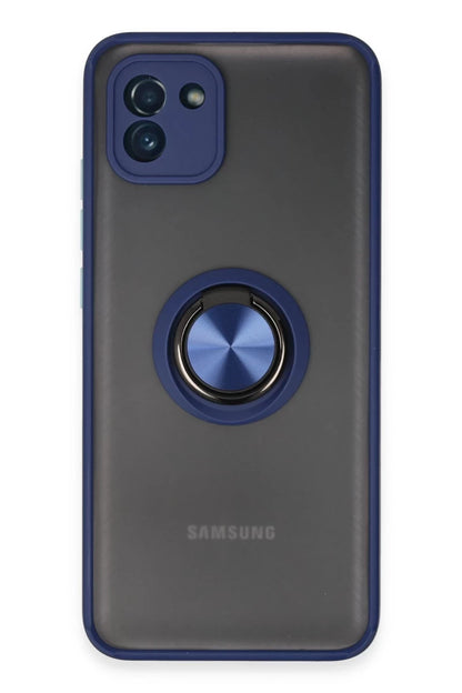Samsung Galaxy A03 Kılıf Montreal Yüzüklü Silikon Kapak - Lacivert