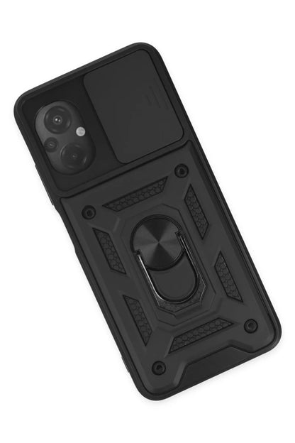Xiaomi Poco M5 Kılıf Pars Lens Yüzüklü Silikon - Siyah