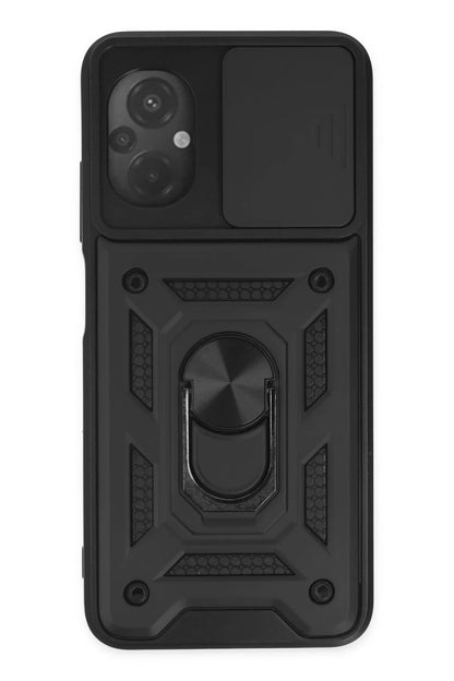 Xiaomi Poco M5 Kılıf Pars Lens Yüzüklü Silikon - Siyah