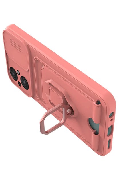 Xiaomi Poco M5 Kılıf Zuma Kartvizitli Yüzüklü Silikon - Pembe