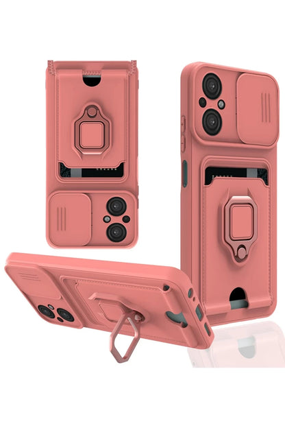 Xiaomi Poco M5 Kılıf Zuma Kartvizitli Yüzüklü Silikon - Pembe