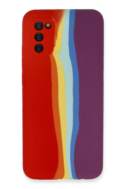 Samsung Galaxy A03S Kılıf Ebruli Lansman Silikon - Kırmızı-Mor