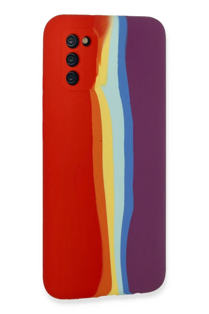 Samsung Galaxy A03S Kılıf Ebruli Lansman Silikon - Kırmızı-Mor