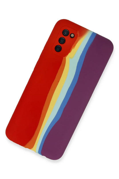 Samsung Galaxy A03S Kılıf Ebruli Lansman Silikon - Kırmızı-Mor