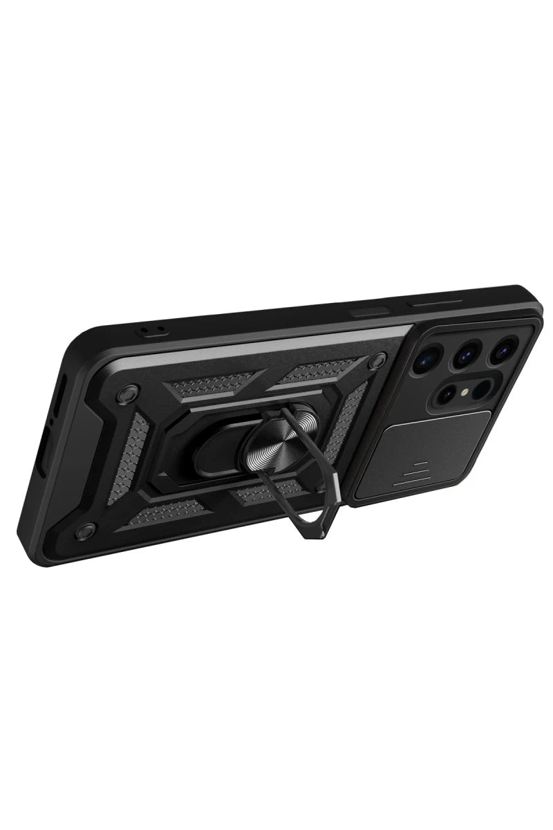 Samsung Galaxy S24 Ultra Kılıf Pars Lens Yüzüklü Silikon - Lacivert