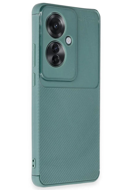 Oppo Reno 11F Kılıf Auto Focus Karbon Kapak - Koyu Yeşil