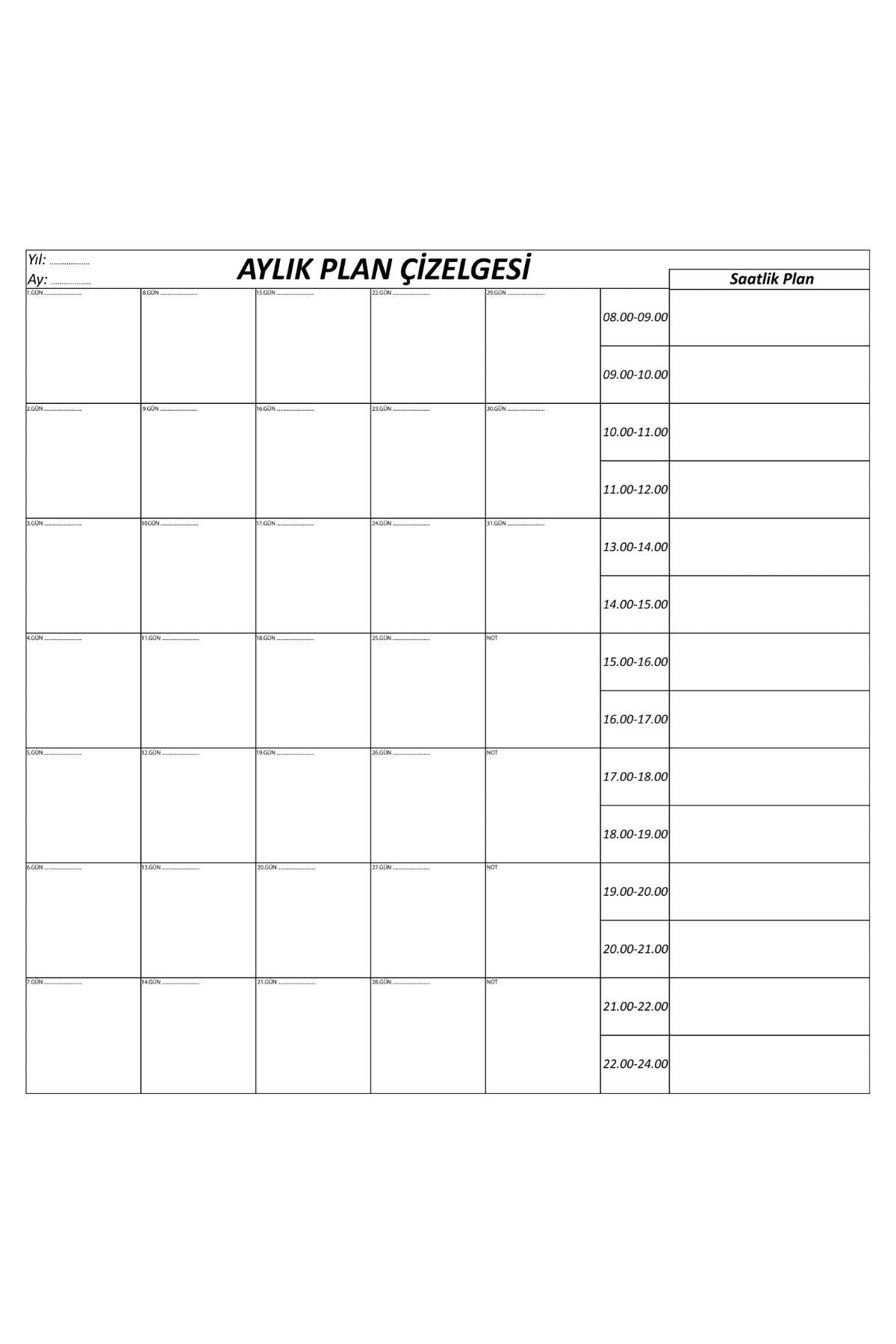 BUFFER® Aylık Planlayıcı Manyetik Duvar Stickerı Takvim Plan Çizelgesi