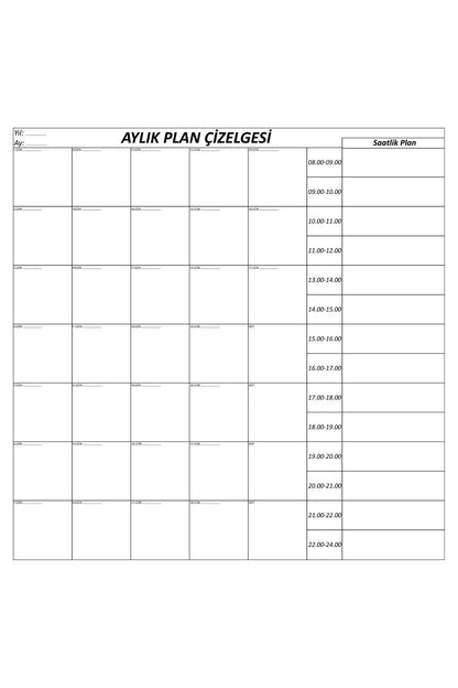 BUFFER® Aylık Planlayıcı Manyetik Duvar Stickerı Takvim Plan Çizelgesi