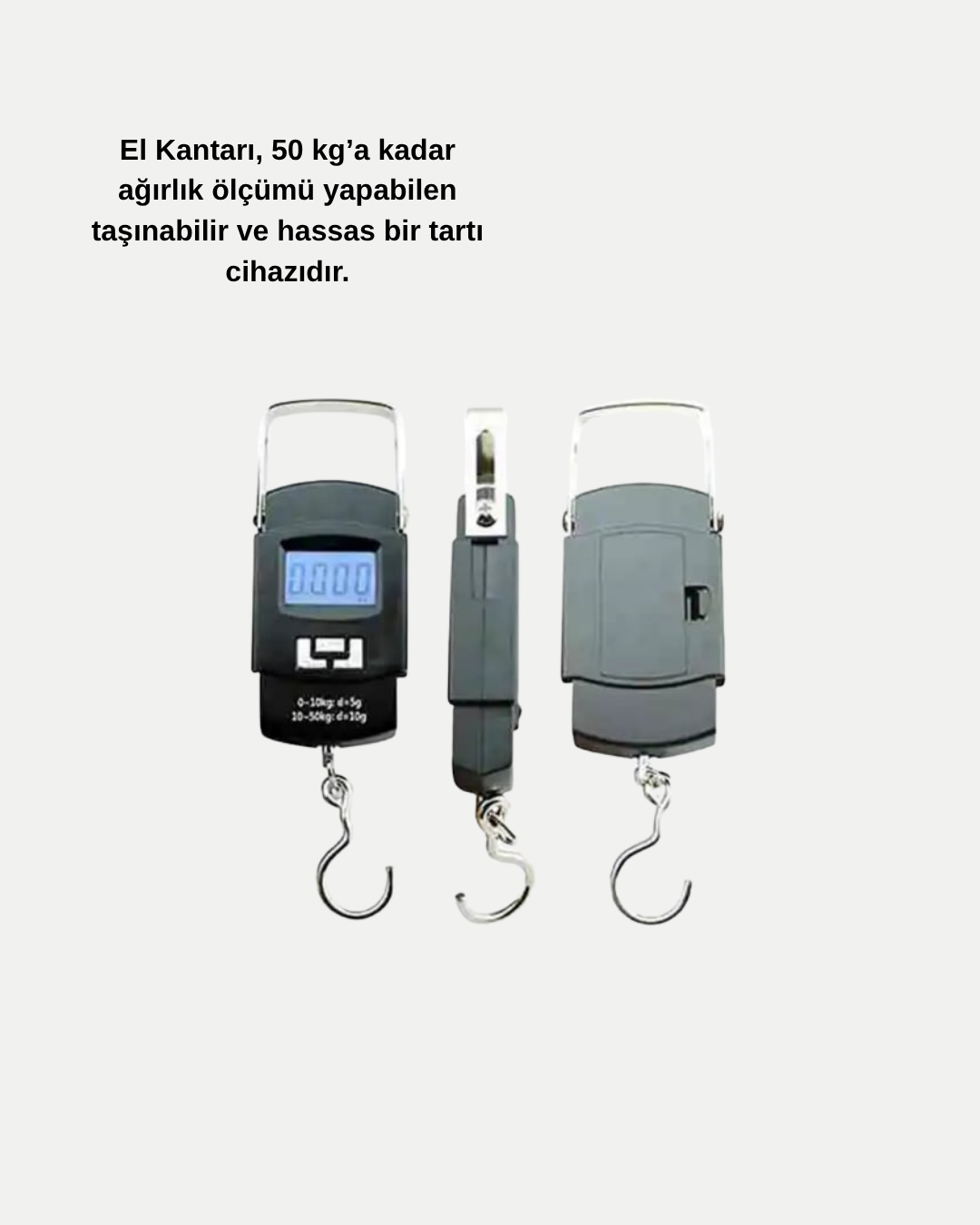 Portatif Dijital El Kantarı – Bavul, Kargo ve Paket Tartı Cihazı 50 Kg
