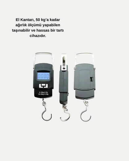 Portatif Dijital El Kantarı – Bavul, Kargo ve Paket Tartı Cihazı 50 Kg