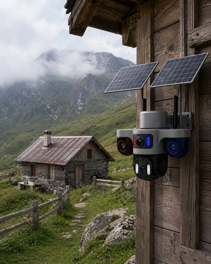 Güneş Enerjili Çiftlik Kamerası 3 Lensli 9MP Solar Kamera 2 Yıl Garantili