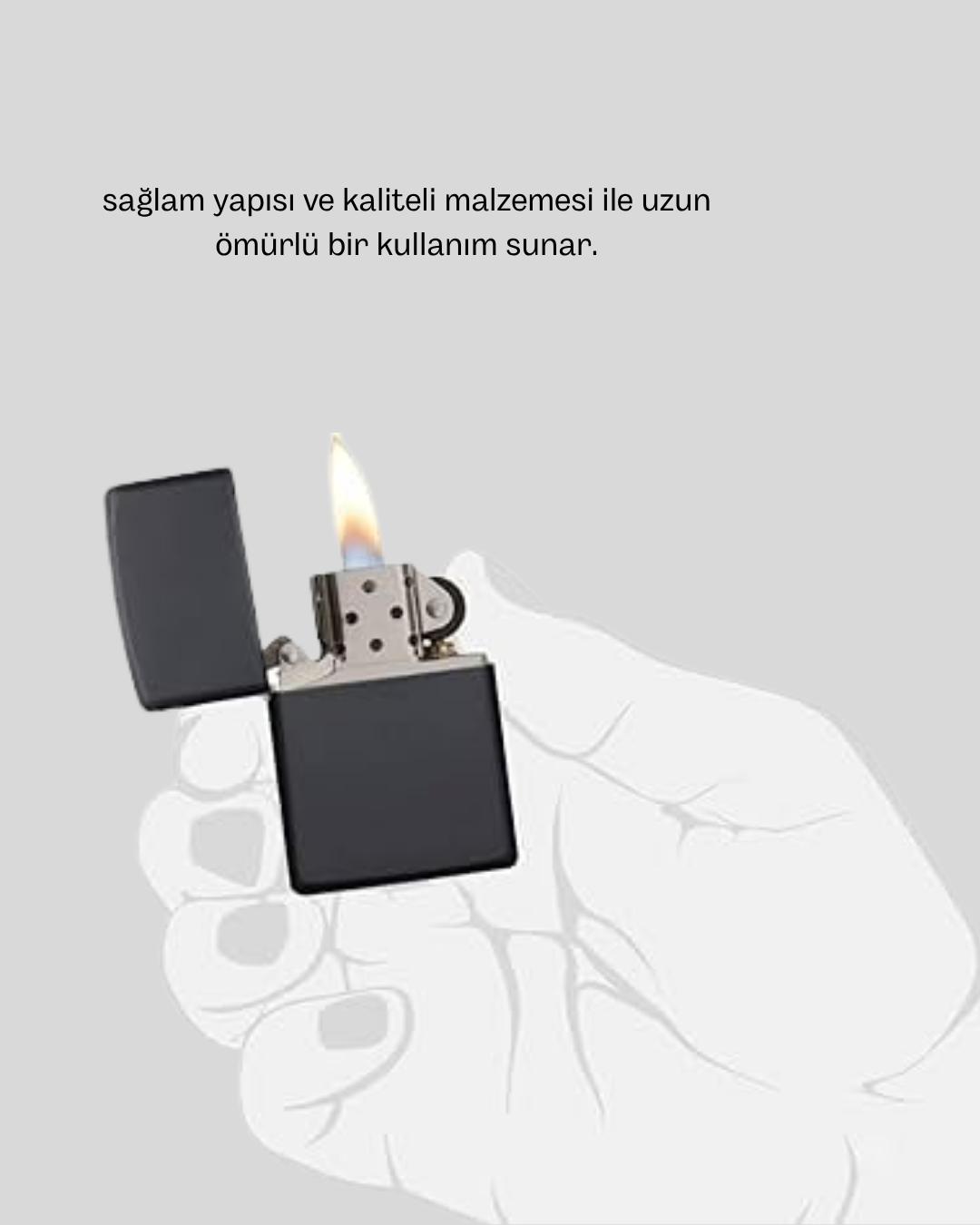 Metal Gövdeli Tasarım Çakmak Mat Yüzeyli ve Ergonomik Tutma Özellikli