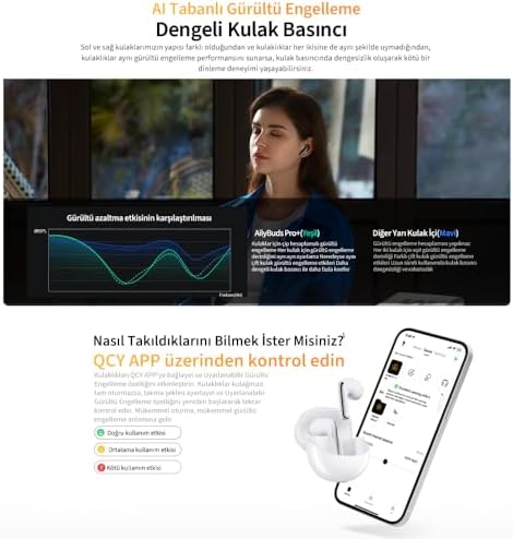QCY HT10 Ailybuds Pro Plus Adaptif Anc Hi-res Ldac Aı 6 Mikrofon Bluetooth 5.3 Kablosuz Kulaklık Beyaz