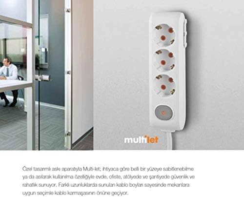 Multi-Let Siyah Dörtlü Priz Topraklı Kablolu Çocuk Korumalı 3 Mt