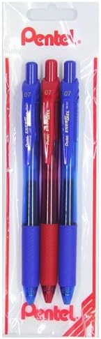 ENERGEL 0.7 mm Likit Roller Kalem 2xMavi/1xKırmızı 3'lü set