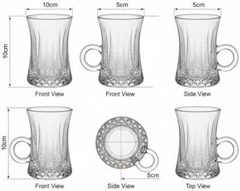 Lüks Kulplu Çay Fincanı 6 Adet | Berraklığında Cam | Estetik ve Ergonomik Tasarım Çay Bardağı Seti