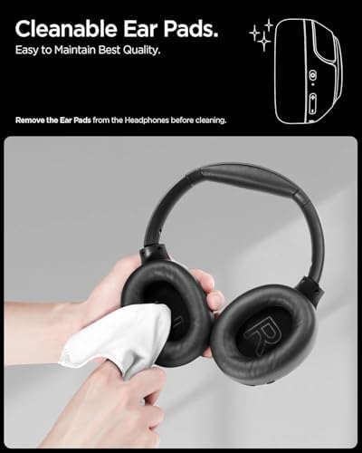 Audio Kulak Üstü P10 Bluetooth Kablosuz Kulaklık - ANC Pro Aktif Gürültü Engelleme + ENC 5 Mikrofon - 40mm Titanyum Sürücü - 60 Saat Pil - iOS & EQ App Şeffaf & Gaming Mod - ASD09691