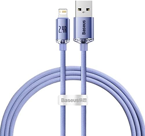 Crystal Shine, 2.4 A USB-A & Lightning Data ve Şarj Kablosu, 1.2 Metre, Mor, ‎CAJY000005