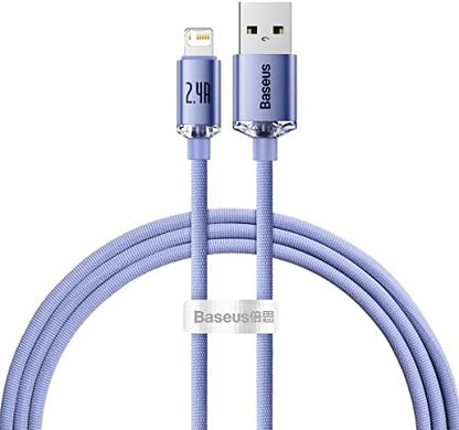 Crystal Shine, 2.4 A USB-A & Lightning Data ve Şarj Kablosu, 1.2 Metre, Mor, ‎CAJY000005