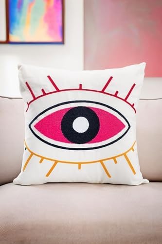 Bohem 45X45 Özel Tasarım Punch Panç Süzene Desen Dekoratif Kırlent Kılıfı Modern Beyaz 20