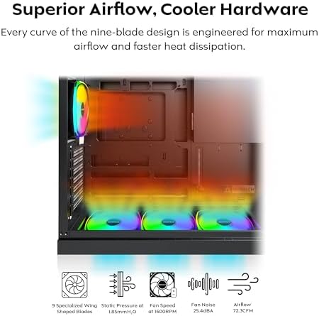AX120 PRO ARGB PWM 120mm Fan 3'lü Paket, Üst Düzey, 360° ARGB Aydınlatma, Tüfek Tipi Yatak, Sessiz Düşük Gürültü, 600–1600 RPM, Fan Göbeği Dahil, Siyah Renk