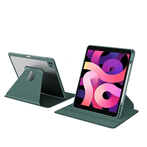Apple iPad 8. Nesil 10.2 ile uyumlu Kılıf Şeffaf Dönebilen Kalem Bölmeli A2270 A2428 A2429 A2430 Koyu Yeşil