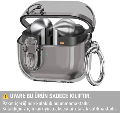 Galaxy Buds 3 Pro Kılıf Güvenli Kilitli Koruma Kılıfı Füme