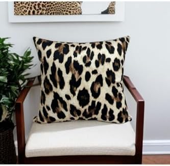 Leopar Desen Çift Taraflı Dijital Baskılı Dekoratif Kırlent Kılıfı 45X45