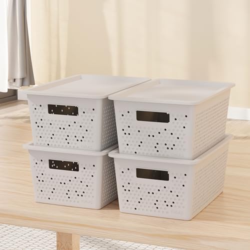 Seul Çok Amaçlı Kapaklı Saklama Kutusu - Şık ve Dekoratif Dolap İçi Organizer Düzenleyici (4 L / 12 L / 20 L Boy Seçenekli) 3 Renk (BEYAZ, 4 LİTRE)