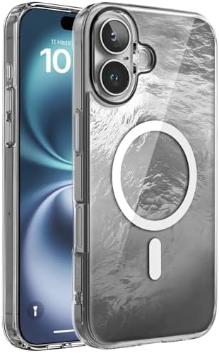 iPhone 16 için ShineMag Serisi MagSafe ile Uyumlu Göz Alıcı ve Şık Metalize Arka Tasarım Yüksek Kalite Materyal Premium Hybrid Kılıf Kapak (Silver, 16)