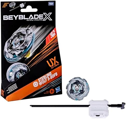 Hasbro Beyblade X Sterling Wolf 3-80FB UX başlangıç paketi, topaç ve başlangıç paketi