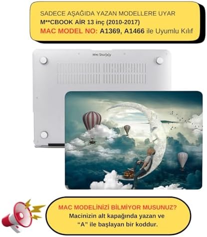 MacBook Air 13 İnç Kılıf A1369 A1466 Uyumlu Hard Case Sert Koruyucu Kapak İnce Hafif Çizilme Korumalı Desenli Baskılı 2010-2017 Yeşil