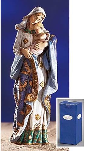 Avalon Gallery Ave Maria Adoring Madonna & Child Heykeli, 18 cm, El Boyaması Katolik Reçine Figürü