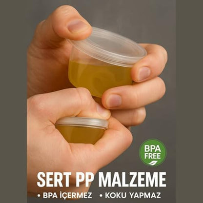 Jouis Saklama Kabı Sos 50 Adet 120 ml – 4 oz Kemik Suyu, İlik Suyu, Anne Sütü, Sos ve Püre Dondurucu Uyumlu Buzluk Kabı, Sızdırmaz Kapaklı (BPA İÇERMEZ - KALİTELİ)