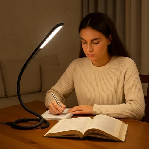 USB LED Masa Lambası – 14 Ledli, 3 Kademeli Dokunmatik Işık, Esnek Boyunlu Kitap Okuma & Çalışma Lambası