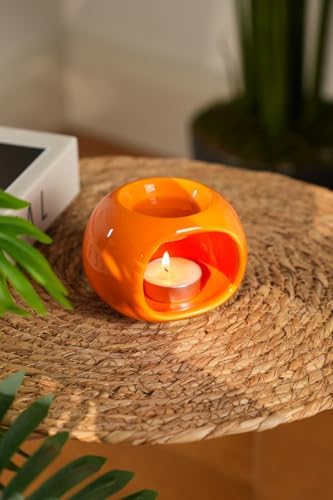 Love Bundles SphereGlow Turuncu Seramik Buhurdanlık – Sunset Orange Turuncu