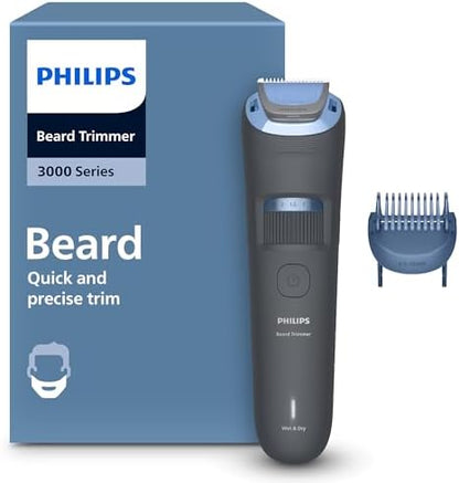 Beard Trimmer 3000 Serisi, Siyah, 20 Uzunluk Ayarı, Kendini Bileyen Bıçaklar, 60 Dakika Kablosuz Kullanım, USB-A Şarj, BT3617/15