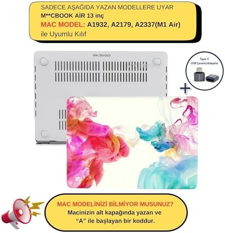 MacBook Air 13 İnç Kılıf A2337 M1 A2179 A1932 Uyumlu Mat Sert Kapak UV Baskılı Modern Desenli Koruyucu Hard Case İnce Hafif Laptop Kılıfı Pembe
