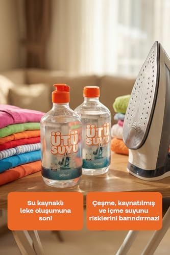 Zahmetsiz, Kolay ve Hızlı Ütüleme 2 Adet 500 ml - Ütü, Buhar Kazanlı Ütü ve Kırışık Giderici Ütüler Için | Zahmetsiz, Kolay ve Hızlı Ütüleme | %0 Kimyasal