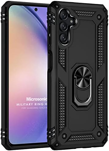 Galaxy A55 için Kılıf Military Ring Holder Siyah [Galaxy A55 ile Uyumlu Kılıf - Siyah]