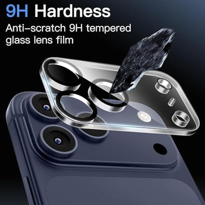 iPhone 17 Pro Uyumlu Full Kamera Lens Koruyucu Darbe Dayanıklı Temperli Cam Tam Koruyucu HD Şeffaf Kamera Lens Cam Film Çizilme Önleyici