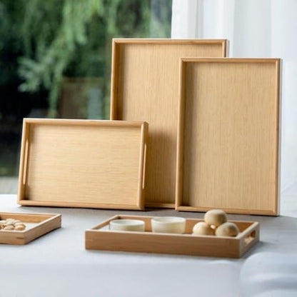 Bambu Servis Tepsisi Seti, Doğal Ahşap, 3'lü Set, Küçük-Orta-Büyük, Kahvaltı ve Sunum için
