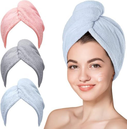 Saç havlusu, Premium Mikrofiber Kumaş ile Yüksek Emicilik, Düğmeli Pratik Tasarım, Kadınlar İçin İdeal Saç Kurulama Havlusu, Duş Sonrası Kullanım İçin hair towel ile uyumlu