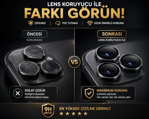 Fixmaster iphone 16-16 Plus Uyumlu (SİYAH) Kamera Lens Koruyucu, Kolay Kurulum, Alüminyum Alaşımlı Çerçeve, Darbelere ve Çizilmelere Karşı Yüksek Dayanıklı Temperli Cam