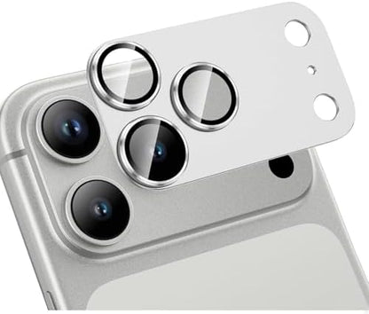 Kamera Lens Koruyucu için iPhone 17 Pro Max 6.9 Inç, Tam Kapsamlı 9H Temperli Cam Halkalı Kapak, Mat Metal Plaka, Kılıf Dostu, 1 Paket (Gümüş, iPhone 17 Pro Max)